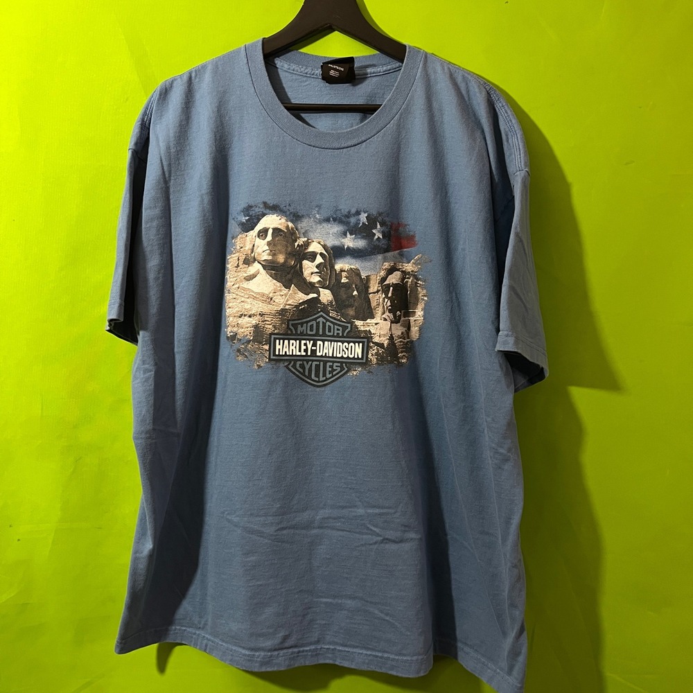 Harley-Davidson Black Hills Rapid City SD Mount Rushmore Blue T-Shirt 2XL